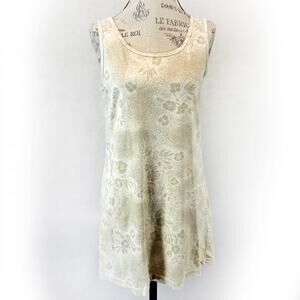 CMC Color Me Cotton Art to Wear shirt top Beige Floral Medium Made in USA